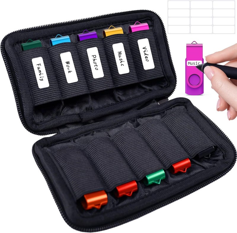 WesData Flash Drive Case, USB Drive Holder, Storage Bag for Thumb Drive, Light Weight and Easy to Put into Handbag, Protect and Store Small Items, 10 Slots Electronic Accessories Organizer - Image 1